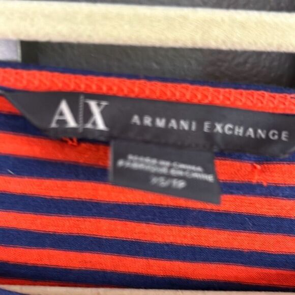 Armani Exchange Orange and blue Thai front T-shirt size XS oversized - Picture 2 of 6